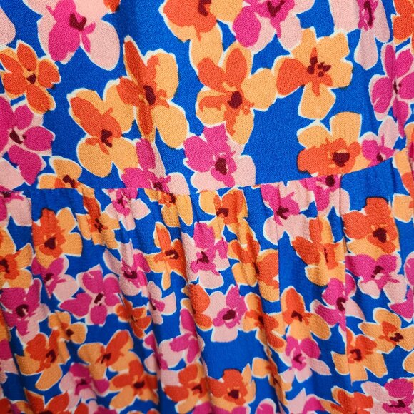 25216  NWT Skies Are Blue Boutique Brand Floral Skirt Blue/Tangerine!! Small - Picture 9 of 14